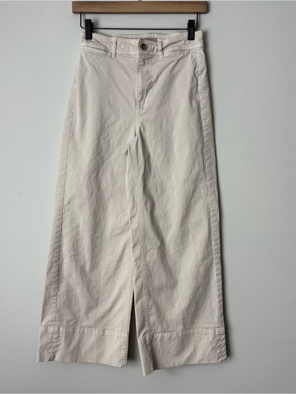 Everlane Cream Wide-Leg Cotton Jumpsuit-Style Pants
